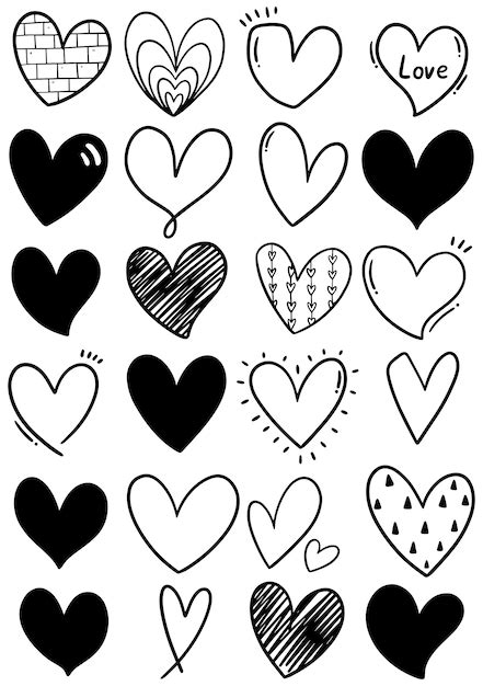 Hand drawn scribble hearts Vector | Premium Download