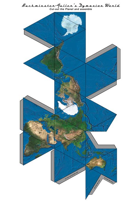 Buckminster Fuller's Dymaxion World Map | Carro de papelão, Idéias de ensino, Arte em papel em 3d