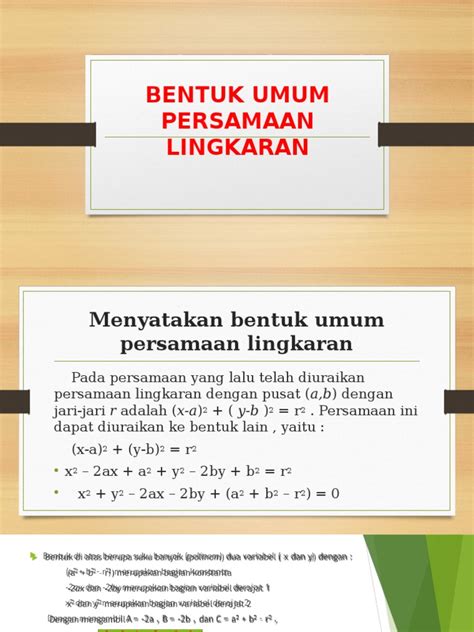 Ppt Bentuk Umum Persamaan Lingkaran - Riset