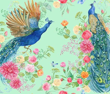 peacocks and flowers Wallpaper | Wallpaper, Mural art, Spoonflower