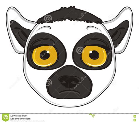 Sad head of lemur stock illustration. Illustration of stripes - 80561799