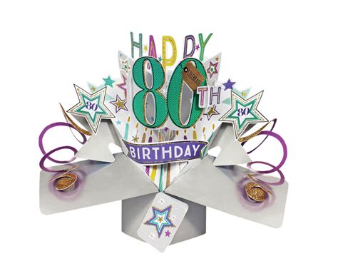 Happy 80th Birthday Pop-Up Greeting Card | Birthday Pop Up Card | Cards