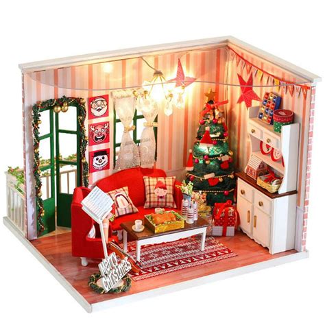 LYUMO DIY Miniature Dollhouse Assembled Box Christmas House Model Kit Birthday Gift - Walmart ...