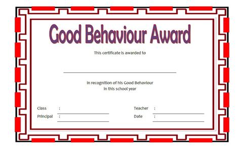 Good Behavior Certificate Free Printable 1 | Certificate templates, Education certificate ...