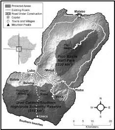 Map of Bioko Island, showing protected areas in relation to existing ...