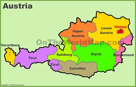 Administrative map of Austria - Ontheworldmap.com