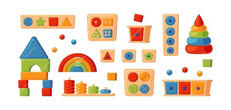 Premium Vector | Montessori education logic toys children wooden toys ...