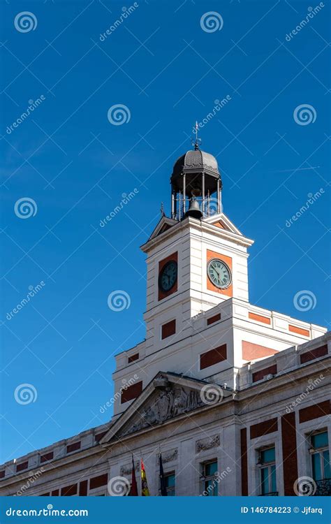 The Clock and Bell in Puerta Del Sol in Madrid Editorial Stock Photo ...