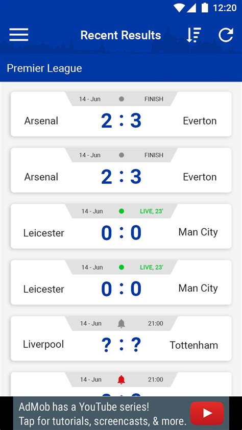 App template for livescore soccer football leagues | App template ...