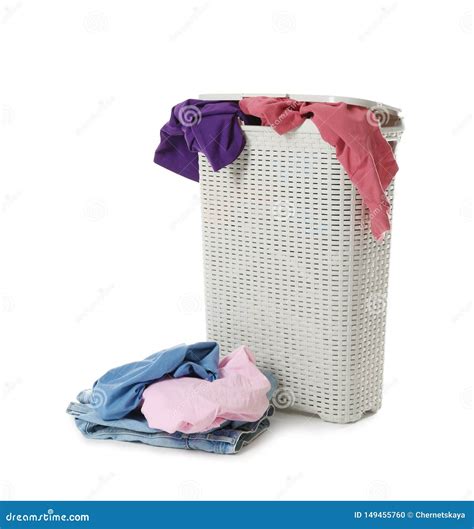 Laundry Basket with Dirty Clothes Isolated Stock Photo - Image of housework, pile: 149455760