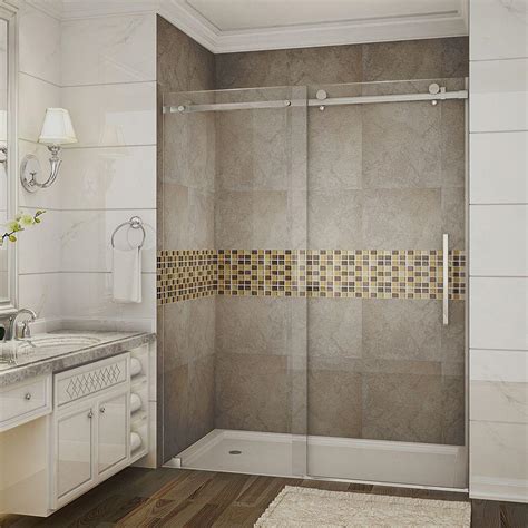 Aston Moselle 60 in. x 75 in. Completely Frameless Sliding Shower Door ...