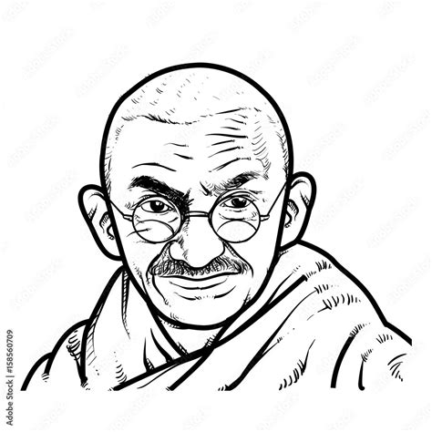 Mahatma Gandhi Drawing Outline