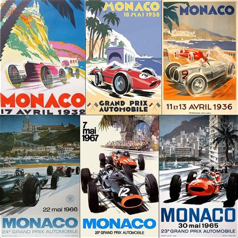 Monaco F1 Grand Prix Vintage Poster Collage Photograph | Vintage racing ...