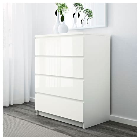 Ikea Malm Chest of 4 Drawers 80x100cm White High Gloss Bedroom ...