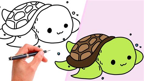 How To Draw A CUTE TURTLE | SUPER EASY KAWAII DRAWING - YouTube