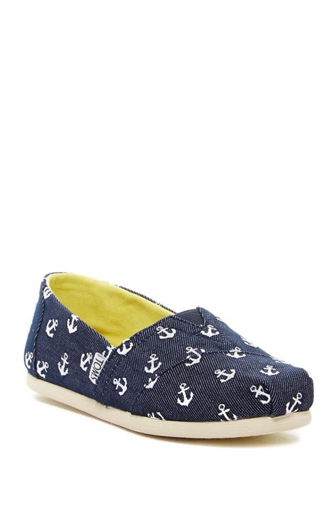 TOMS Classic Alpargata Anchor Canvas Slip-on Shoe in Navy (Blue) - Lyst