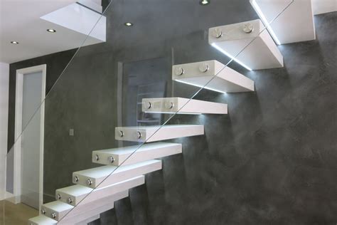 Tailor-made Hanging Beton Cire Stairs and Feature Wall - Modern - Staircase - London - by Modern ...