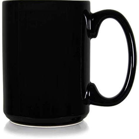 15oz Classic Black Coffee Mugs. Large Handle Ceramic Construction, Set 4 By & | eBay