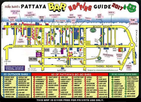 Pattaya nightlife bar hopping map - big size