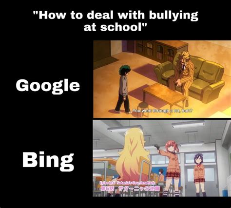 A Google and Bing meme : Animemes