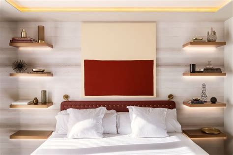 Bedroom Design Idea – Replace A Bedside Table And Lamp With Floating Shelves And Hidden Lighting ...