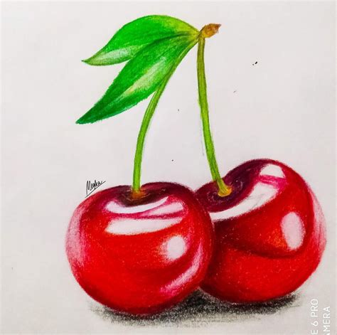 Red cherry | Fruit art drawings, Prismacolor art, Colored pencil ...