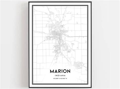 Marion Map Print Marion Map Poster Wall Art in City Map | Etsy