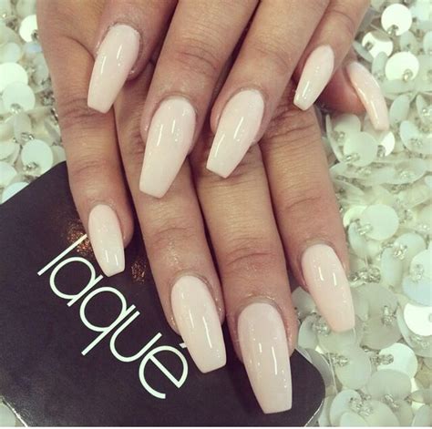 Cream colored nails | Beige nails, Coffin shape nails, Prom nails