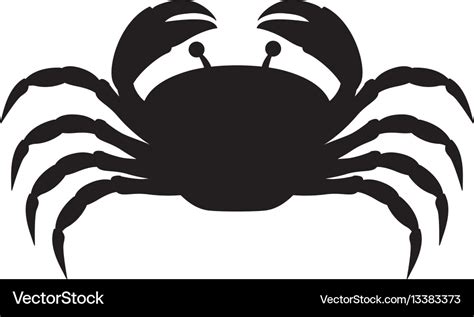 Black silhouette graphic with crab Royalty Free Vector Image