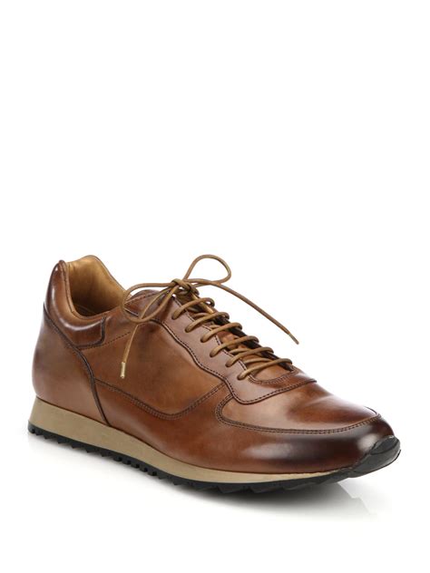 To boot Sheridan Burnished Leather Sneakers in Brown for Men (COGNAC ...