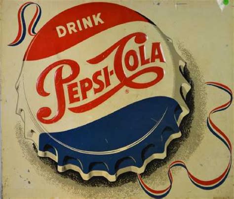Vintage Tin Pepsi Cola Sign Has good red, white and