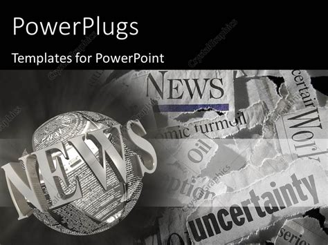 PowerPoint Template: Various torn newspaper headlines showing economic ...