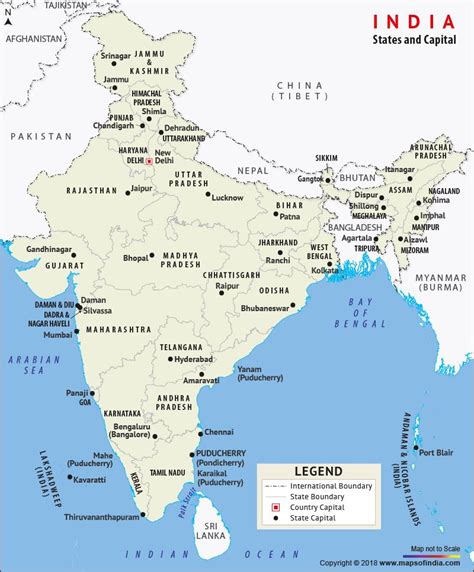 India Political Map With States And Capitals