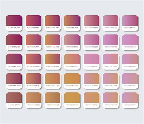 Premium Vector | Brown and pink gradient color palette with hex