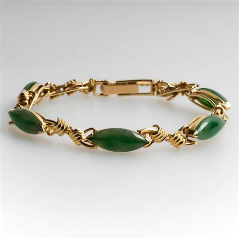 Untreated Jadeite Jade Bracelet 14K Gold