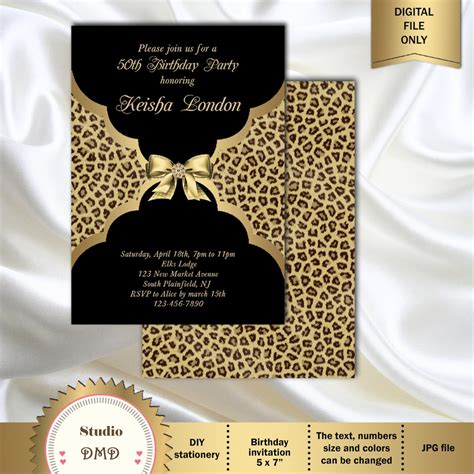 Printable Elegant Cheetah Invitation Birthday Party - Etsy