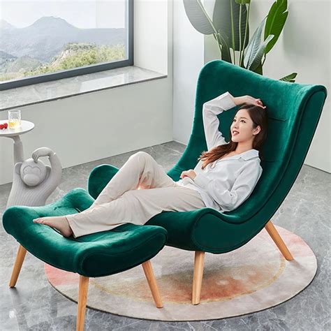 Floor Lounge Relaxing Chair Green Nordic Modern Lazy Living Room ...