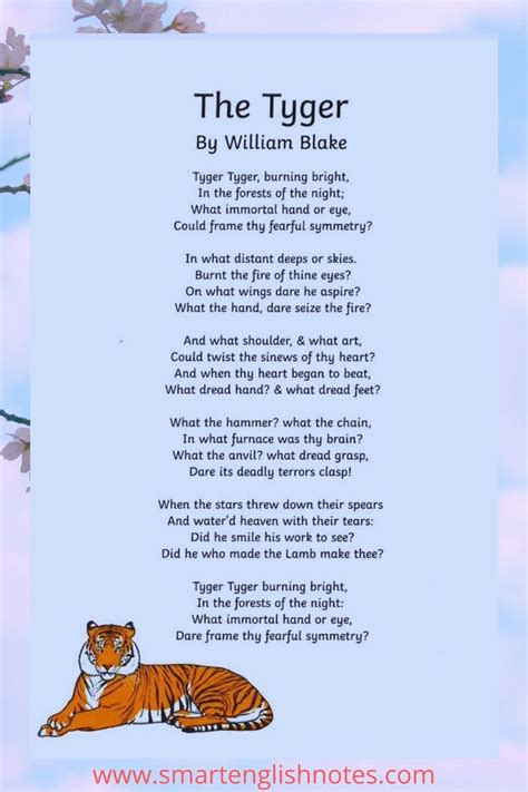 The Tyger Poem - Text and Summary | William blake, Songs of innocence, Poems