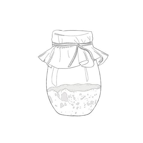 Premium Vector | A jar with sourdough monochrome illustration vector ...