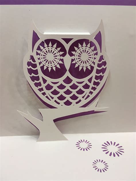 Owl pop-up card (template from Cahier de Kirigami 18) | Pop up card ...