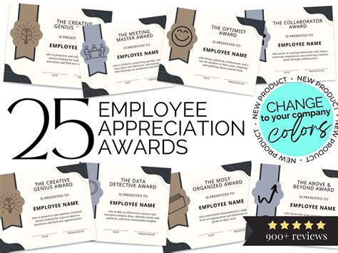 Employee Appreciation Award Certificates Employee Recognition - Etsy