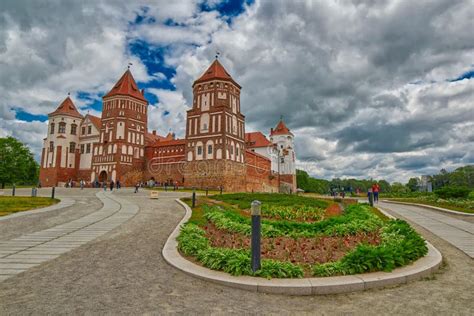 Beautiful Castle Mir And Lake Mir, Belarus Editorial Stock Image ...