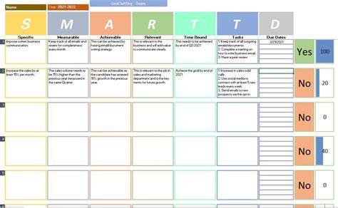 SMART Goal Template Instant Download Excel Printable Editable ...