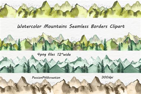 Watercolor Mountain Borders Clipart | Clip art borders, Watercolor ...