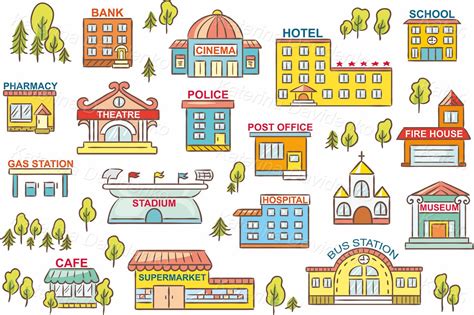 Building Clip Art Vectors for Creating City Skyline Designs - Clip Art Library