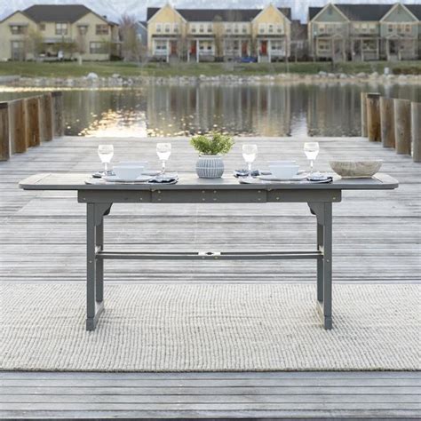 Walker Edison - Rectangle Extendable Outdoor Dining Table 35-in W x 79-in L with Umbrella Hole ...