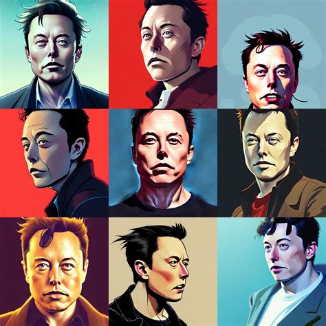 portrait of a elon musk, artstation, cartoon, elegant, | Stable Diffusion