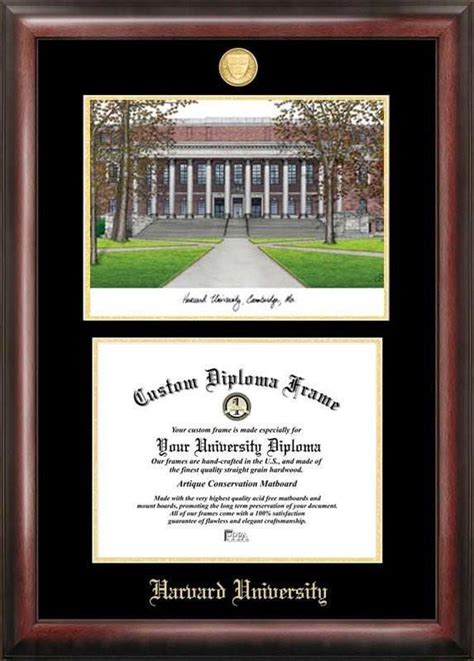 Harvard University Gold embossed diploma frame with Campus Images ...