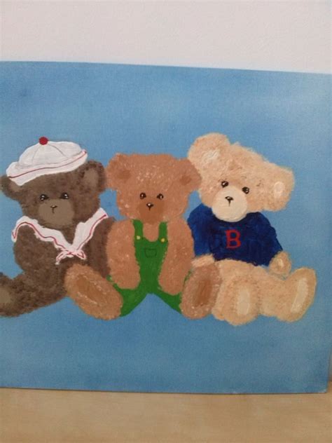 teddy bear acrylic painting by Sleepykoala2015 on Etsy