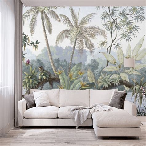 Tropical Wallpaper Mural Removable Jungle Wall Mural Peel and | Etsy